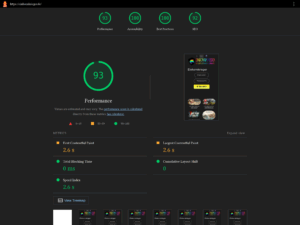 Screenshot von Lighthouse Test Mobile