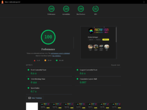 Screenshot von Lighthouse Test Desktop